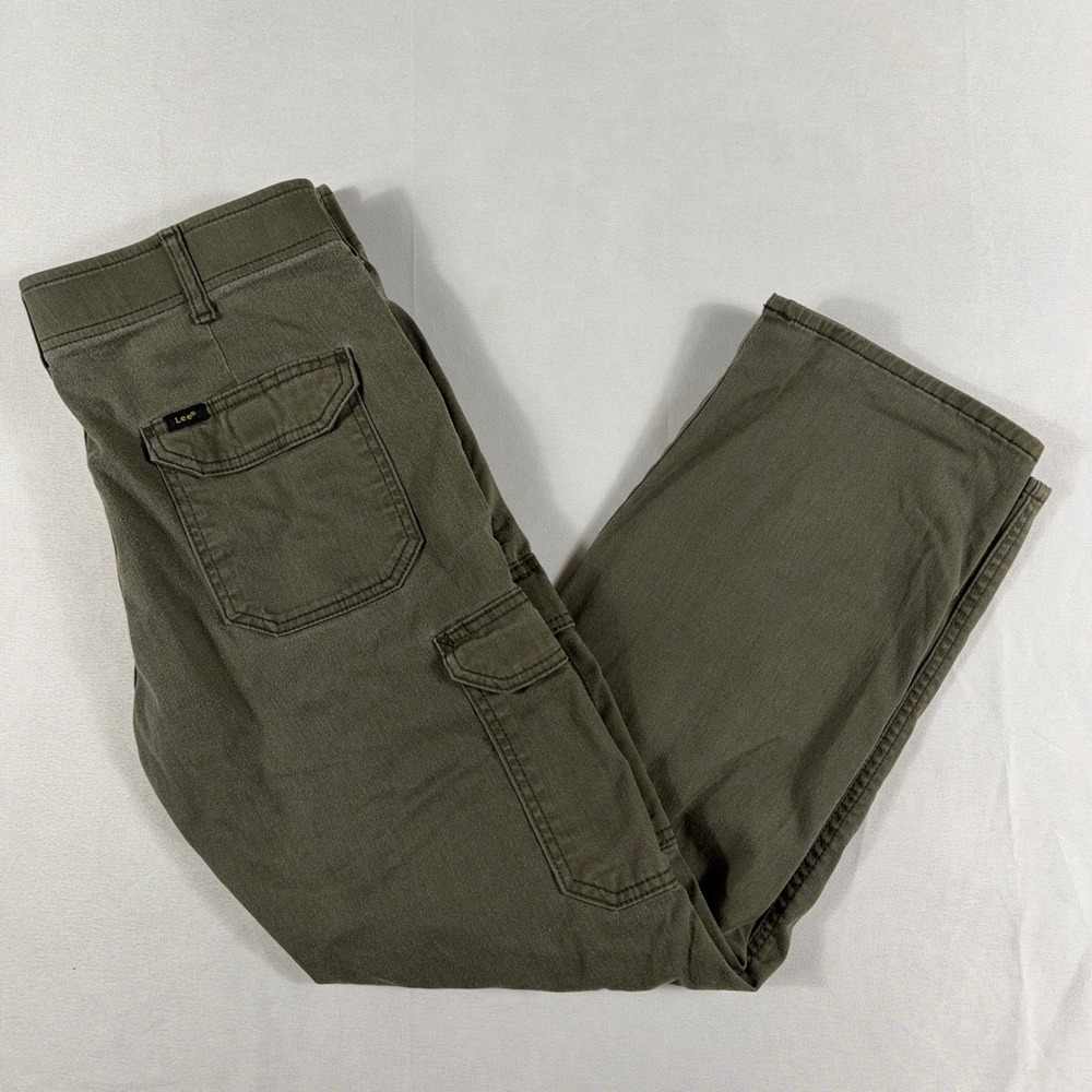 Lee Cargo Pants Extreme Comfort MVP Straight Fit Olive Green Mens 34x30